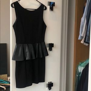 Black dress with leather peplum